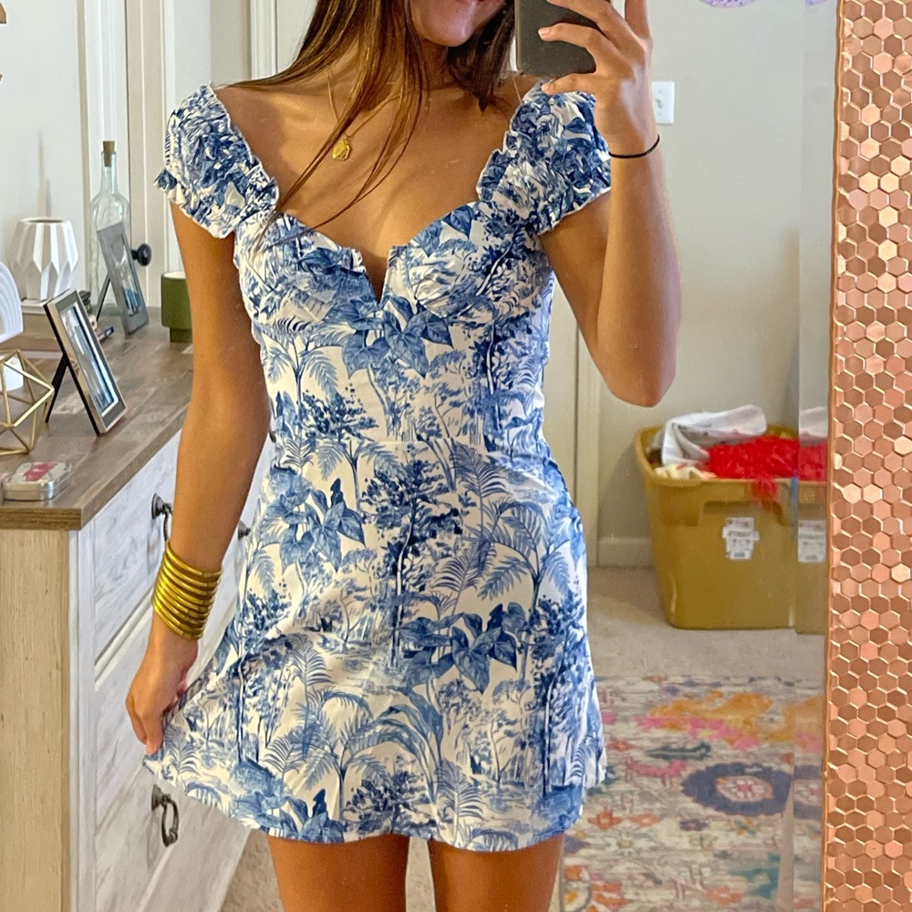 Landscape Painting V-wire Mini Dress